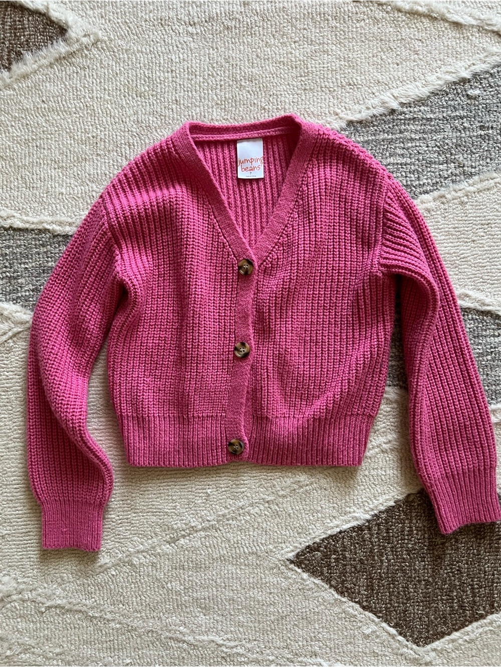 jumping beans Bright Pink V-Neck Button Cardigan